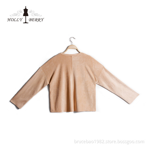 Oem Service Custom Women's Suede Long Sleeve Top Clothing